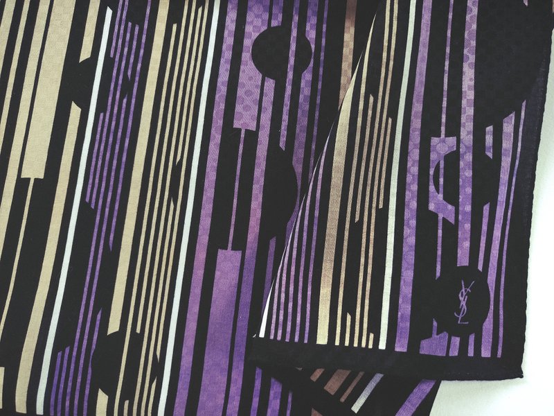 Yves Saint Laurent 复古手帕 欧普艺术 Op Art 21 x 20.5 圣罗兰 - 手帕/方巾 - 棉．麻 紫色