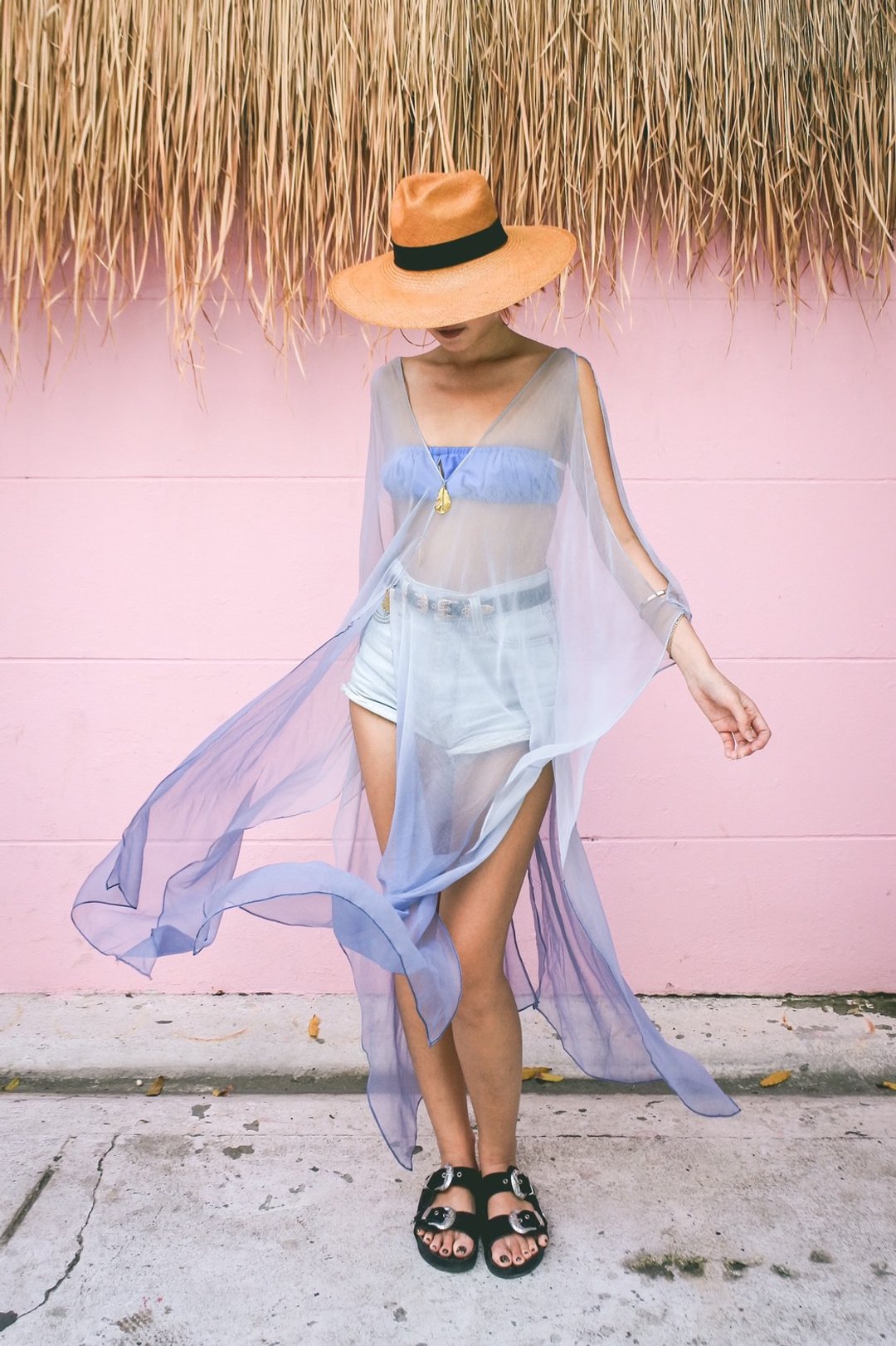 Try beachwear kaftan dress in blue-blue - 洋装/连衣裙 - 聚酯纤维 蓝色