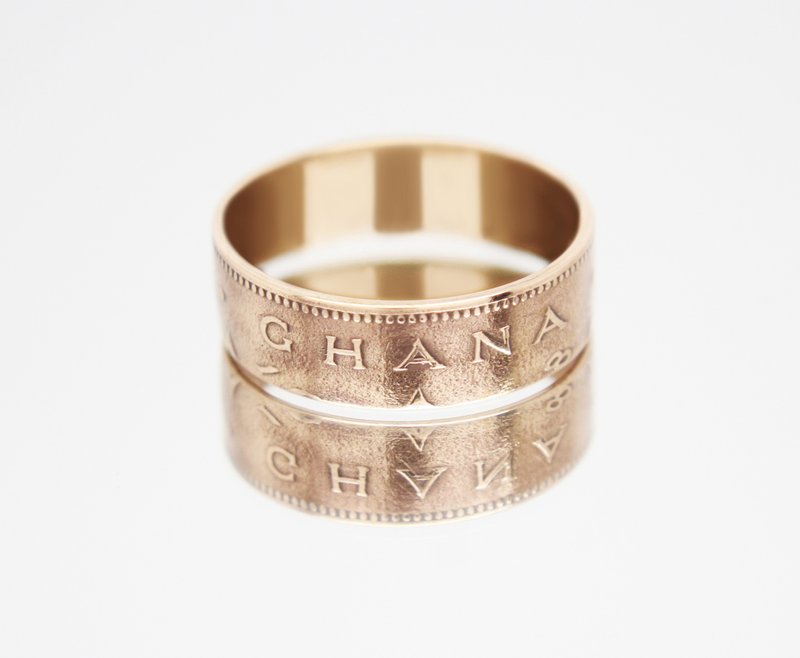 Ghana Coin Ring 1 penny 1958 coin rings for men coin rings for women - 戒指 - 其他金属 