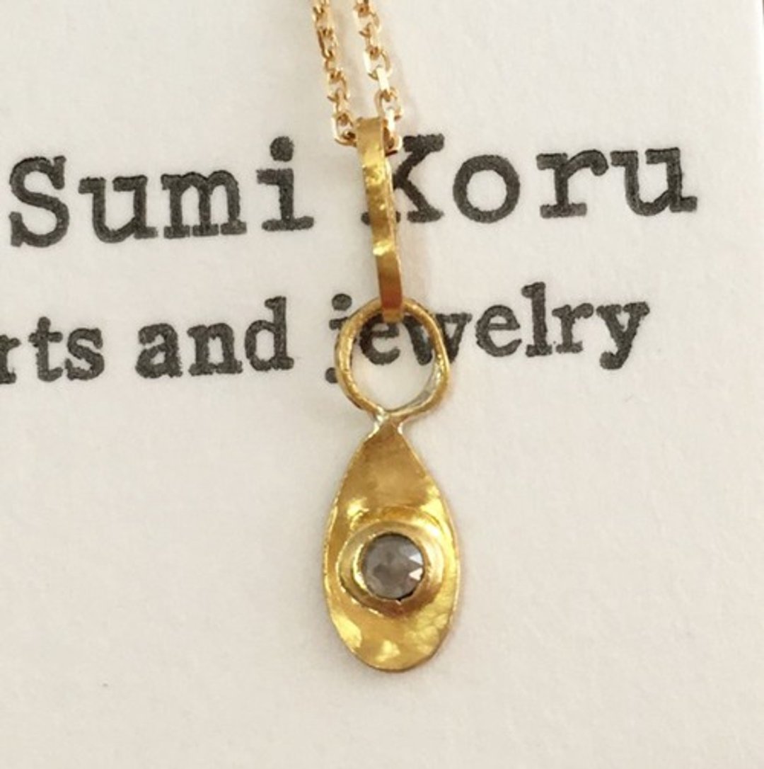 Natural Rose Cut Diamond Pure Gold K24 Pendant Top - 项链 - 宝石 