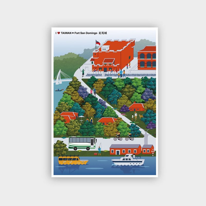 我爱台湾明信片--淡水红毛城 Fort San Domigo - 卡片/明信片 - 纸 红色