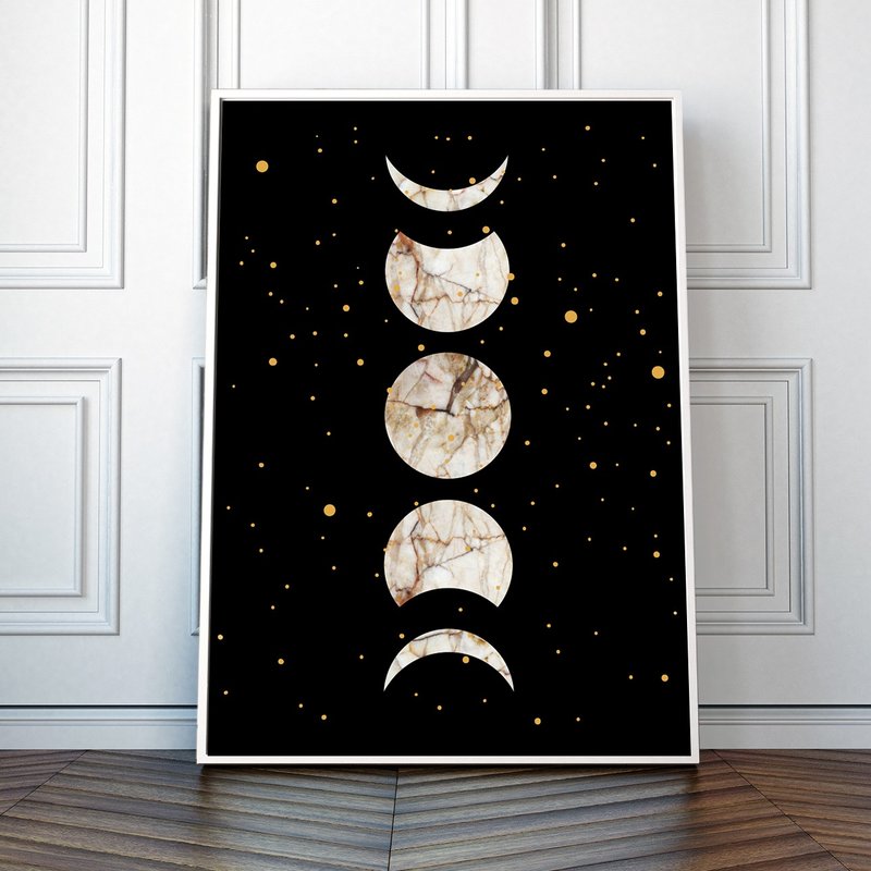 石纹理的月相艺术海报 - 墙贴/壁贴 - 纸 