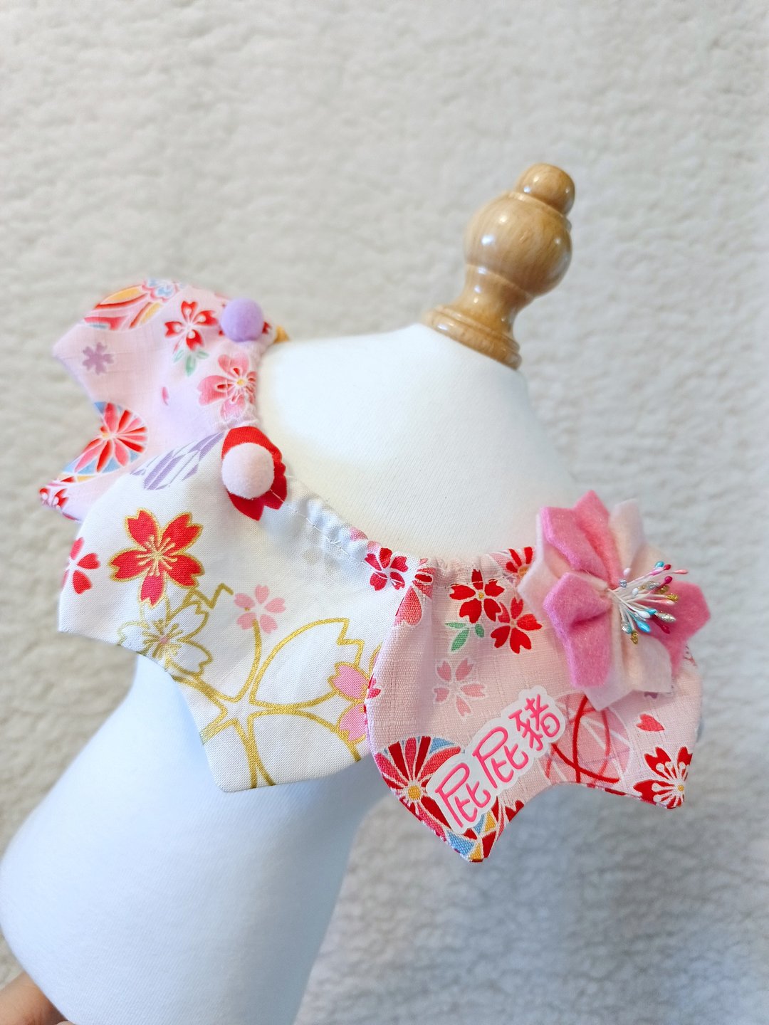 Sakura 樱花花瓣造型颈饰 颈项 collar - 衣/帽 - 棉 粉红色