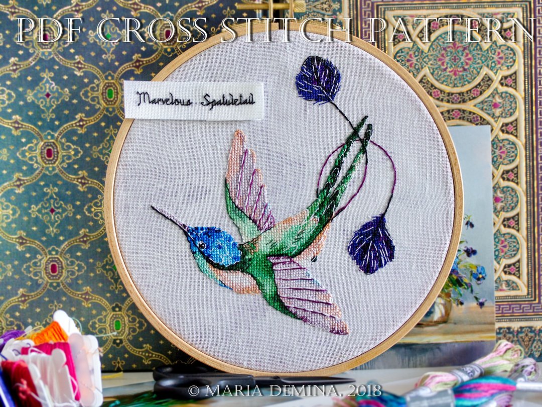 Watercolor Hummingbird III PDF cross stitch pattern 蜂鸟十字绣 - 手工艺教程/工具书 - 其他材质 