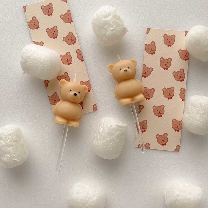 迷你熊蛋糕蜡烛 - 蜡烛/烛台 - 蜡 卡其色