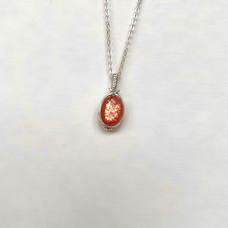 太陽石吊墜 日光石吊墜 金草莓石手工純銀項鍊 强火彩金太阳石 - 项链 - 半宝石 