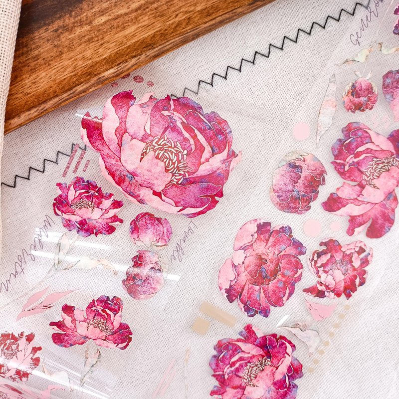 銀朱花色 / 裝飾膠帶 - 纸胶带 - 塑料 多色