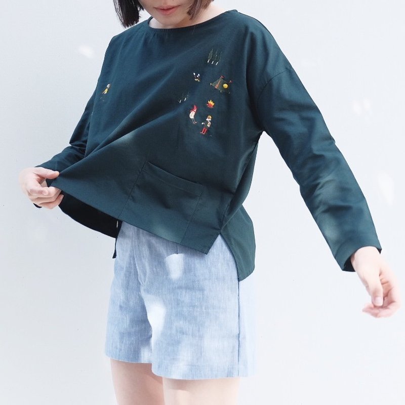 Tony's camping Blouse : Green Forest Color - 女装短裤 - 绣线 绿色
