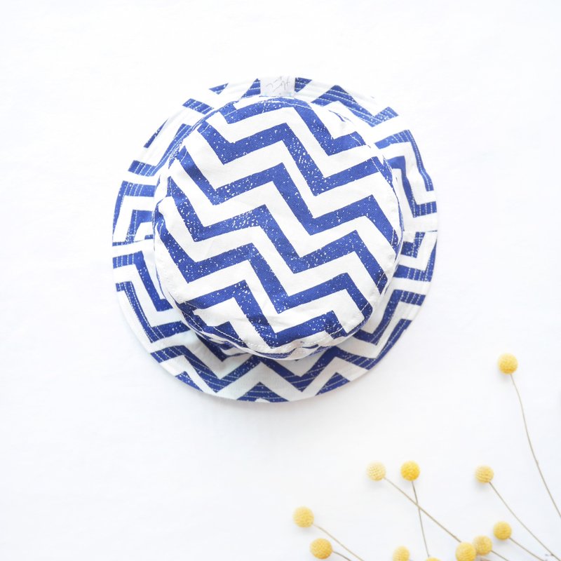 温柔双面渔夫帽系列 | 美式波纹 - 帽子 - 棉．麻 蓝色