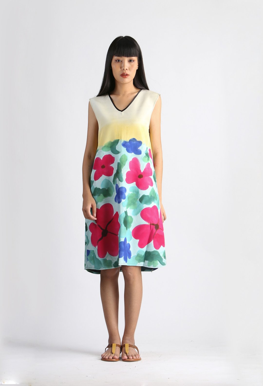 Hand Painted Sleeveless Short Dress - 洋装/连衣裙 - 棉．麻 多色