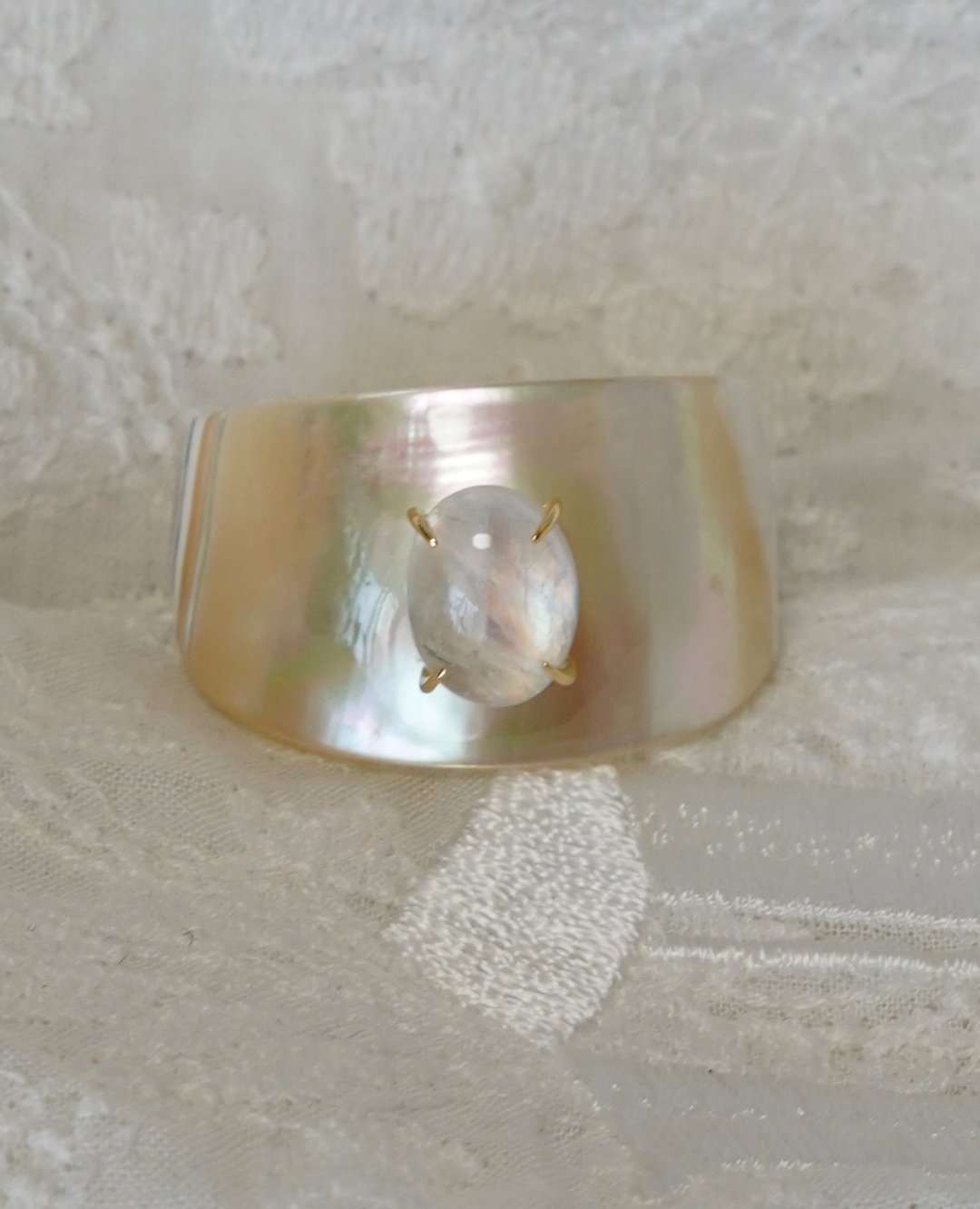 K10 Thalatta 系列戒指 – 月光石与夜光贝 - 戒指 - 其他金属 金色