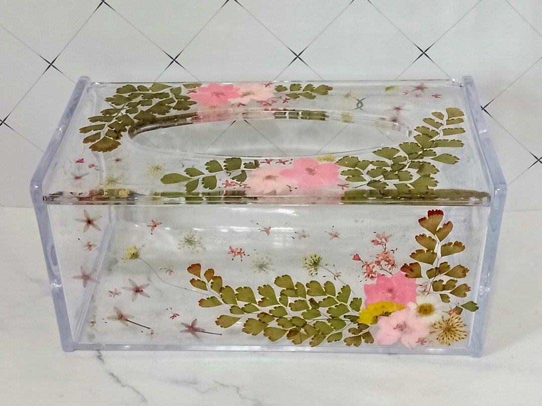 幸福手作押花面纸盒 花开 - 纸巾盒 - 塑料 多色