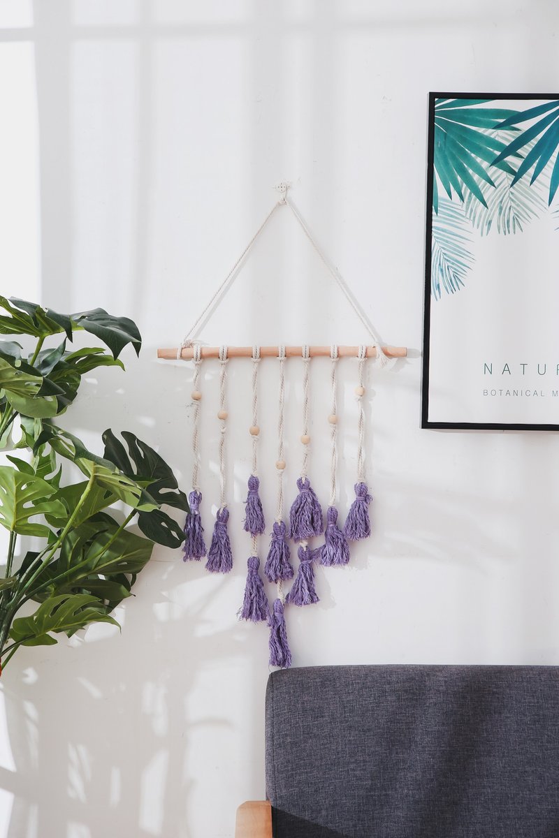 手工编织串珠流苏挂旗 客厅装饰 墙壁装饰挂饰 - 海报/装饰画/版画 - 棉．麻 