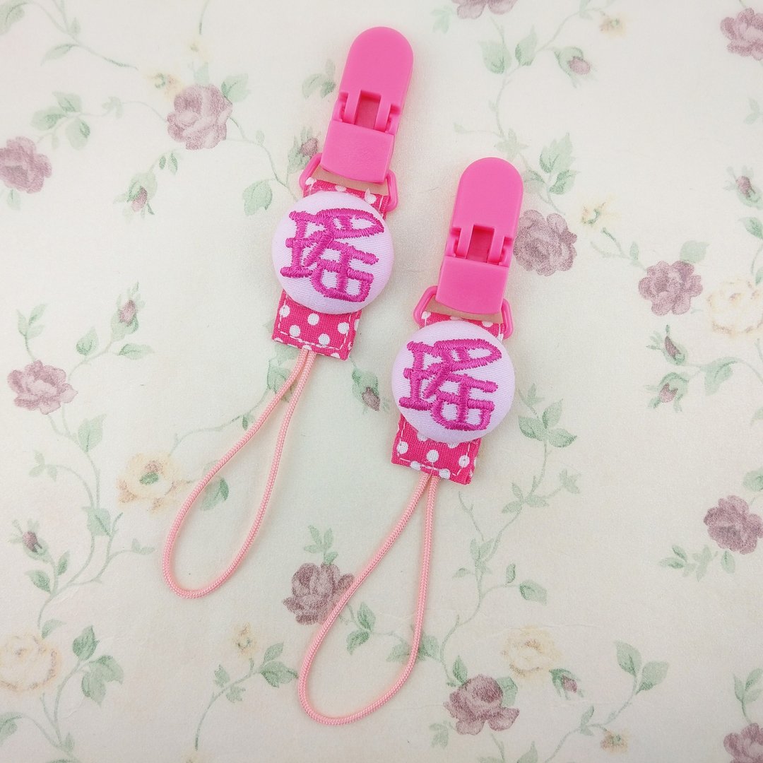 8款可选。桃红色系短版包扣奶嘴链 (香草奶嘴及一般奶嘴皆适用) - 奶瓶/奶嘴 - 棉 粉红色