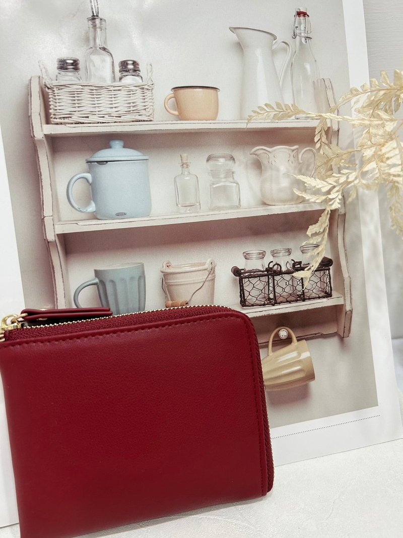 【福袋】红色 L型短夹 零钱包 皮夹 卡夹 小包 大容量 限时优惠 - 皮夹/钱包 - 防水材质 红色