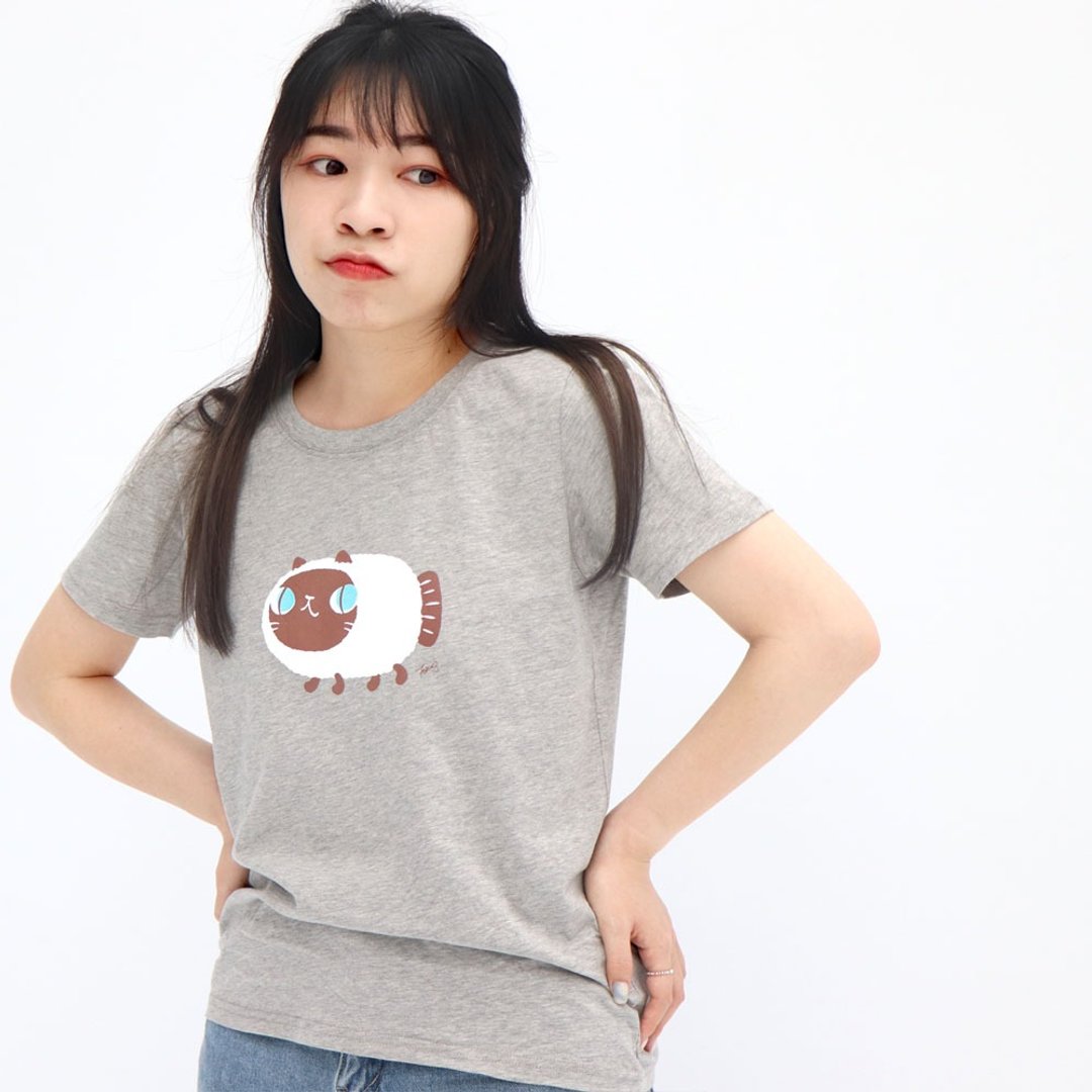 babyfishcat 暹罗鱼喵 - Luna 中性t-shirt - 女装 T 恤 - 棉 灰色