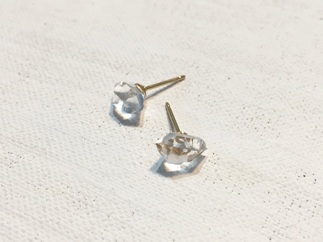 Herkimer diamond earrings - 耳环/耳夹 - 宝石 透明