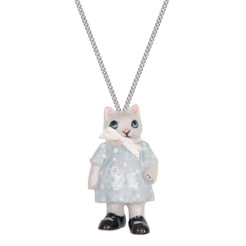 AndMary 手绘瓷项链-小猫女孩 礼盒装 Kitten Girl - 项链 - 瓷 灰色