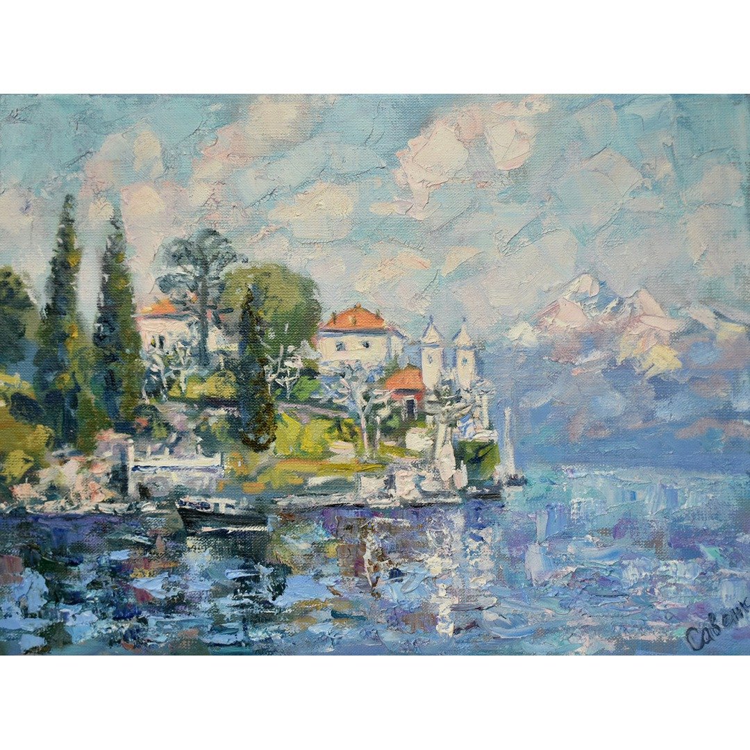 Italy Painting 意大利景观 Landscape Artwork Lake Como Original Art Impressionism 油畫原作 - 海报/装饰画/版画 - 其他材质 多色
