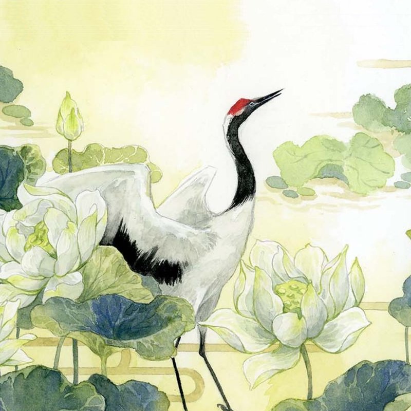 鶴引蓮歸 和紙 膠帶 5米卷 - 纸胶带 - 其他材质 