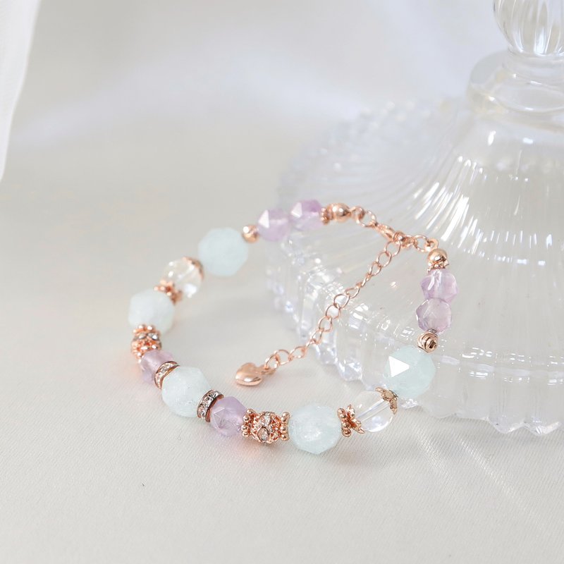 海蓝宝/薰衣草晶 天然水晶手链/圣诞礼物 - 手链/手环 - 水晶 蓝色