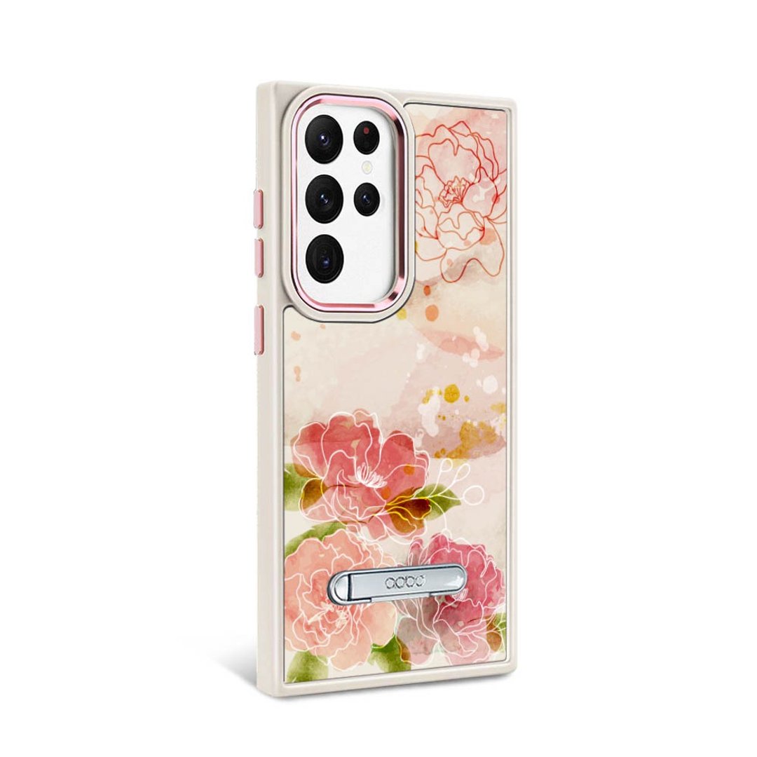 Samsung S23系列 军规防摔铝合金镜头框立架手机壳-花语-2305 - 手机壳/手机套 - 其他材质 多色