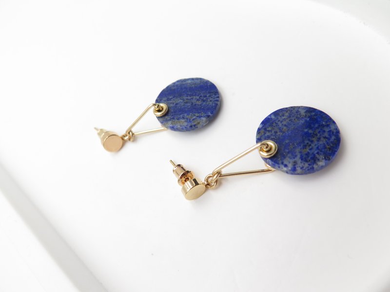 COLE COOL简约青金石日式几何耳环 独一无二的礼物 - 耳环/耳夹 - 半宝石 蓝色