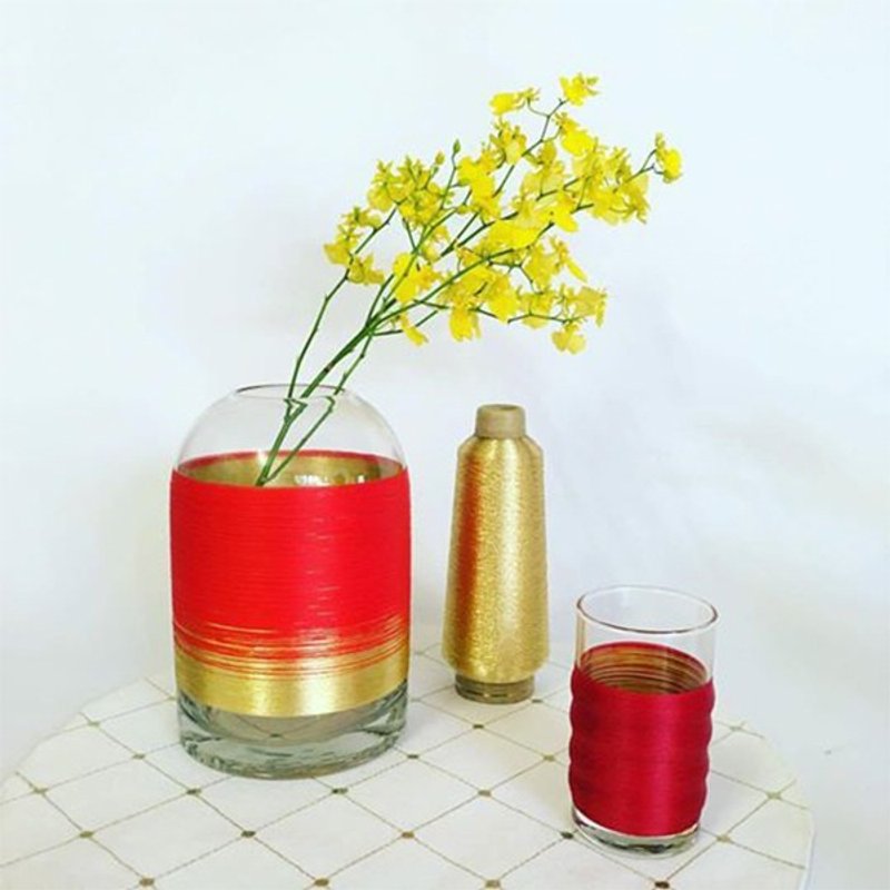 线加工 PUNNDLE｜线花瓶 邂逅府城系列 凤红描金款 - 植栽/盆栽 - 玻璃 红色