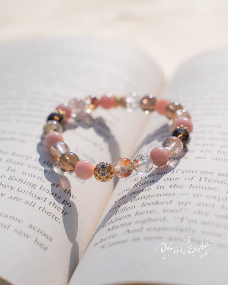 粉奥宝 绿幽灵 茶晶 天然水晶手链 柔心静语款 - 手链/手环 - 水晶 粉红色