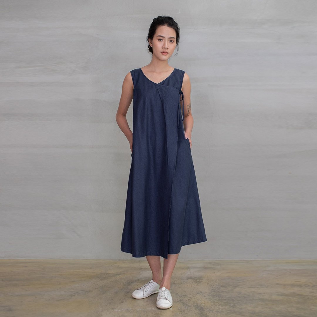 闲适自在交叠层次洋装 Peace Of Mind Overlap Dress D204 - 洋装/连衣裙 - 棉 多色