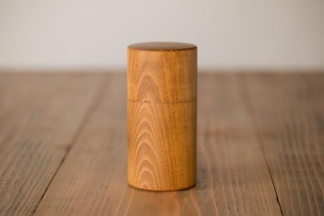 [Made to order] Potter's wheel ground mulberry tree tea canister (large) - 茶具/茶杯 - 木头 咖啡色