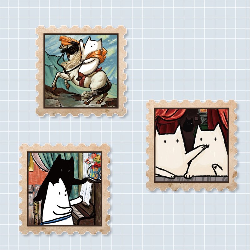 【MiKaLa】名画喵邮票压克力磁铁 第二弹 - 冰箱贴/磁贴 - 压克力 多色