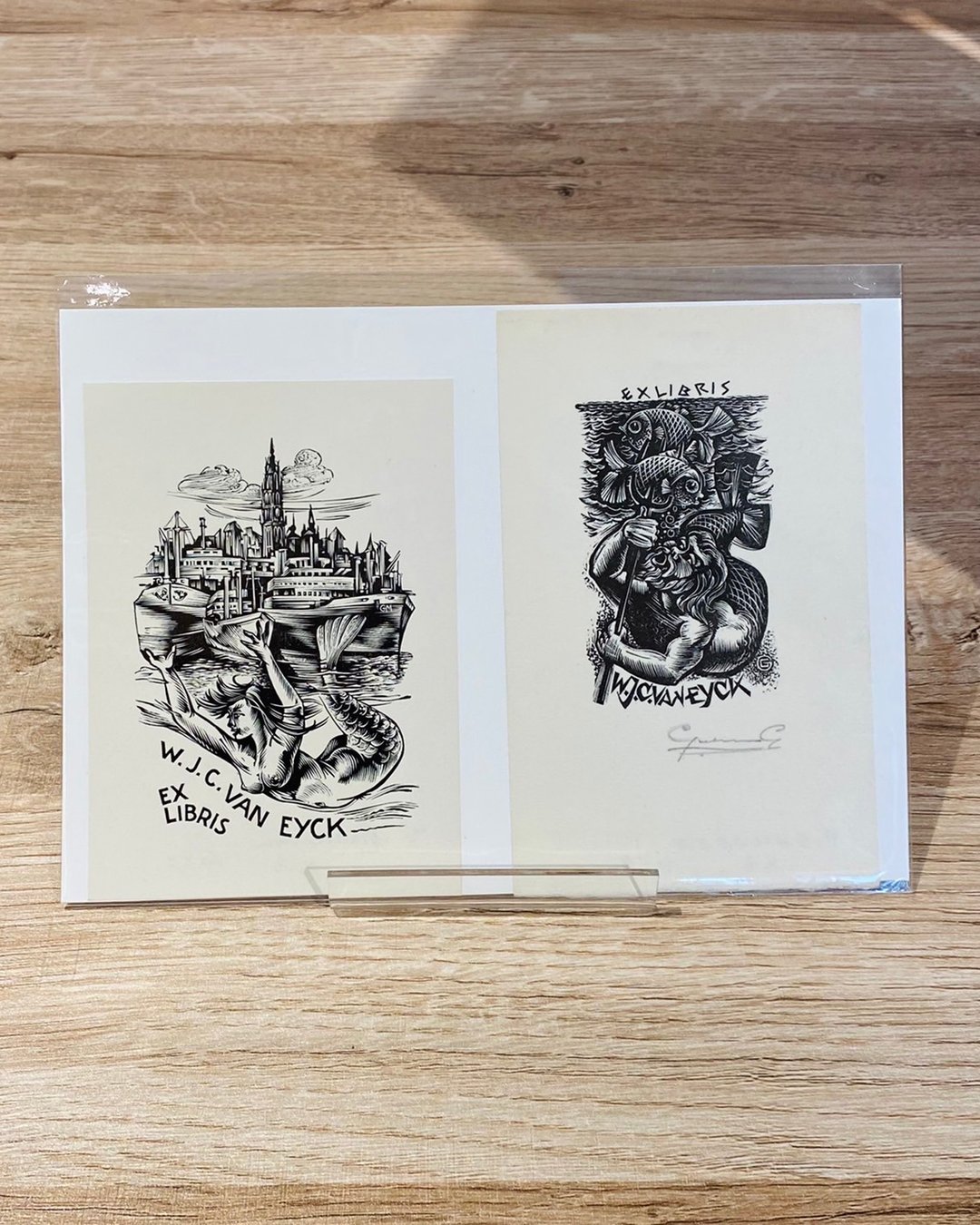 比利时艺术家GAUDAEN,Gerard- Ex-libris - 藏书票 - 版画 - 人鱼 - 海报/装饰画/版画 - 纸 白色
