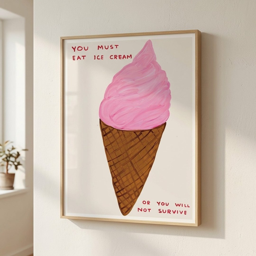 【艺术挂画】David Shrigley | you must eat ice cream 冰淇淋 - 海报/装饰画/版画 - 纸 