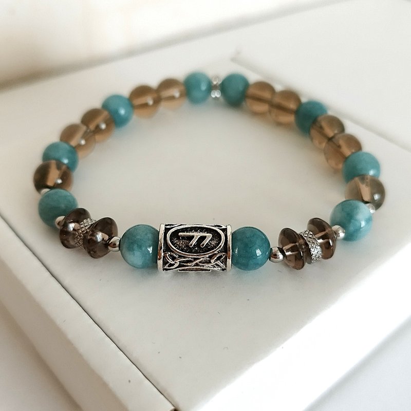 时尚手链 海蓝宝 烟水晶 符文护身符饰品 - 手链/手环 - 半宝石 多色