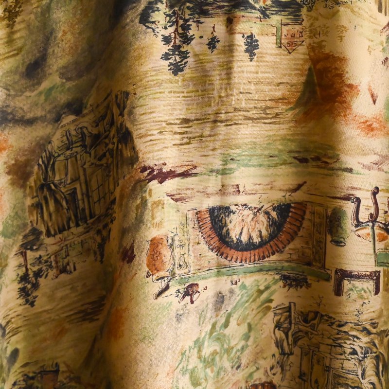 【蛋植物古着】墨影图景印花宽松古着衬衫 - 女装衬衫 - 其他人造纤维 