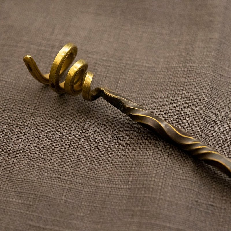 黄铜复古色螺旋发簪 - 发带/发箍 - 铜/黄铜 卡其色