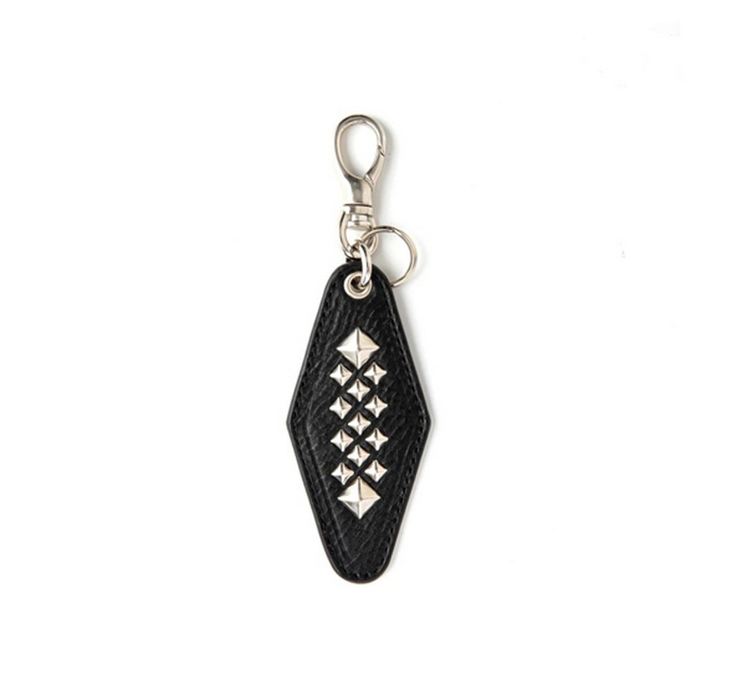Calee Studs Leather Assort Key Ring Type I C菱形金字塔钥匙圈 - 钥匙链/钥匙包 - 其他材质 黑色