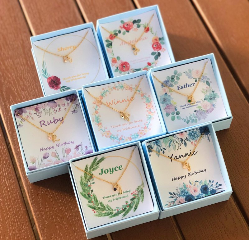 定制化 卡加英文字母 玻璃石 颈链  项链 生日 婚礼小物 姊妹礼物 - 项链 - 其他金属 