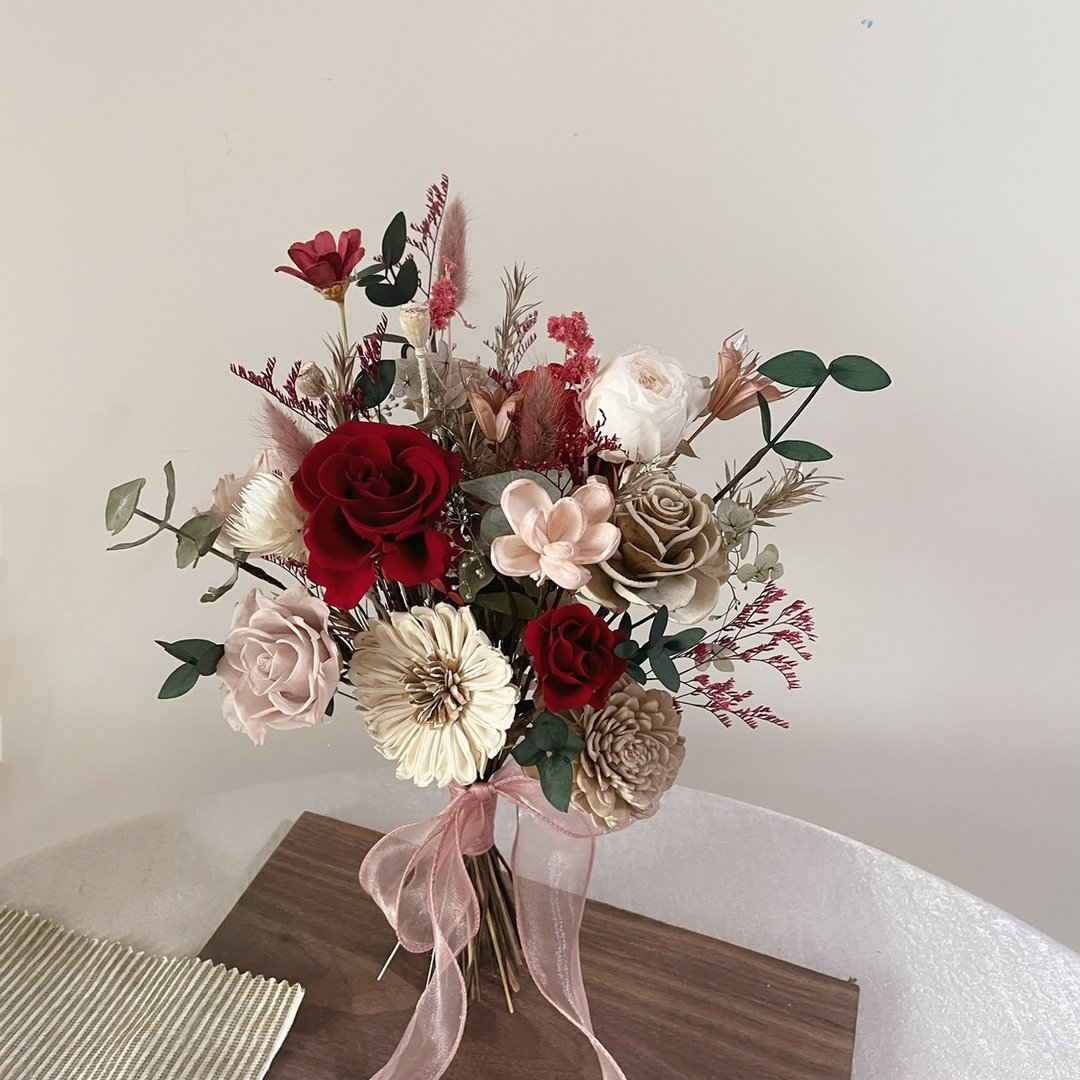 【新娘捧花】婚礼捧花 婚礼 结婚 手绑花 永生花 浪漫韩式花束 - 干燥花/捧花 - 植物．花 
