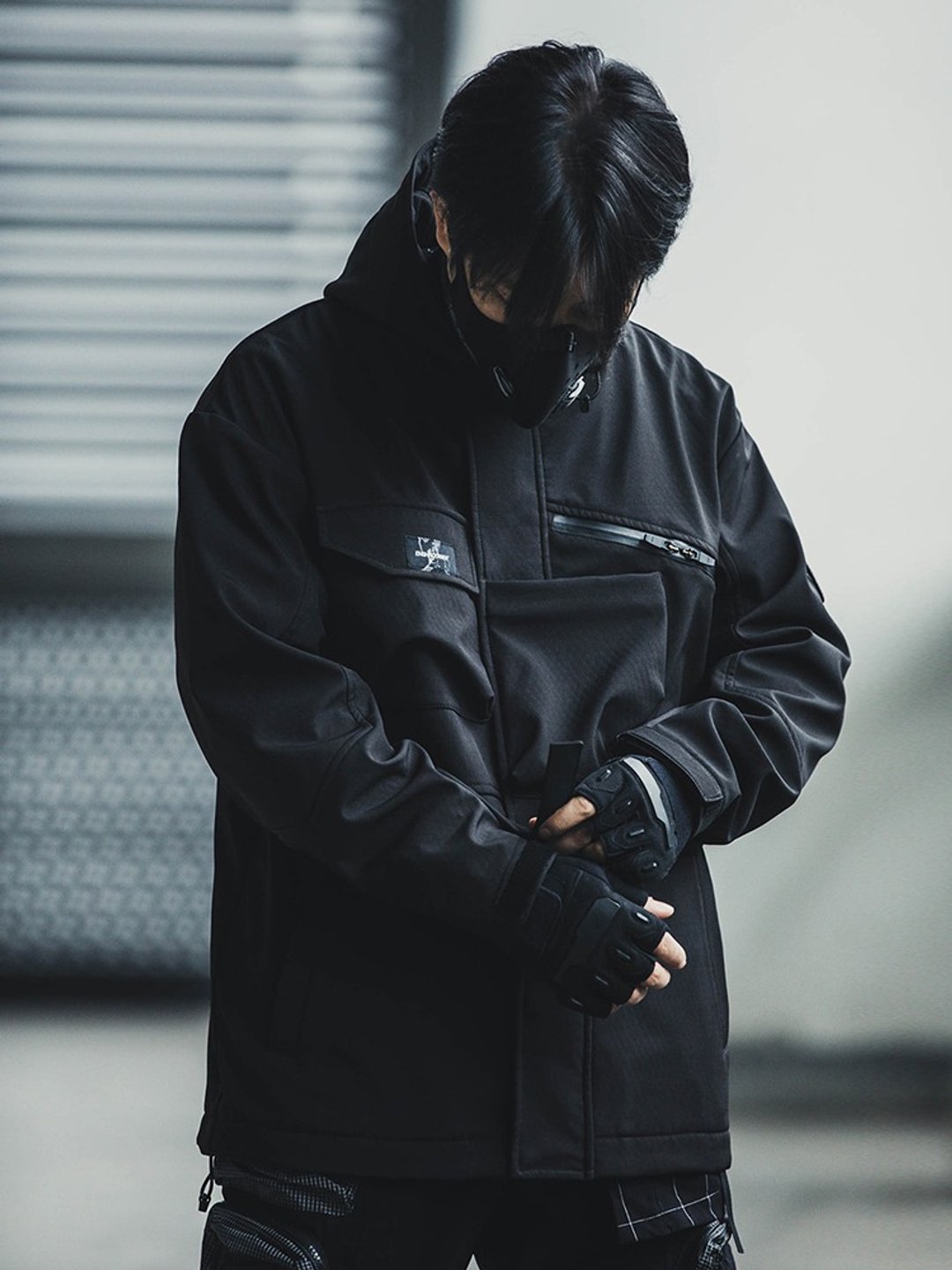 黑武士冲锋衣 宽松 夹棉外套 - 男装外套 - 棉 黑色