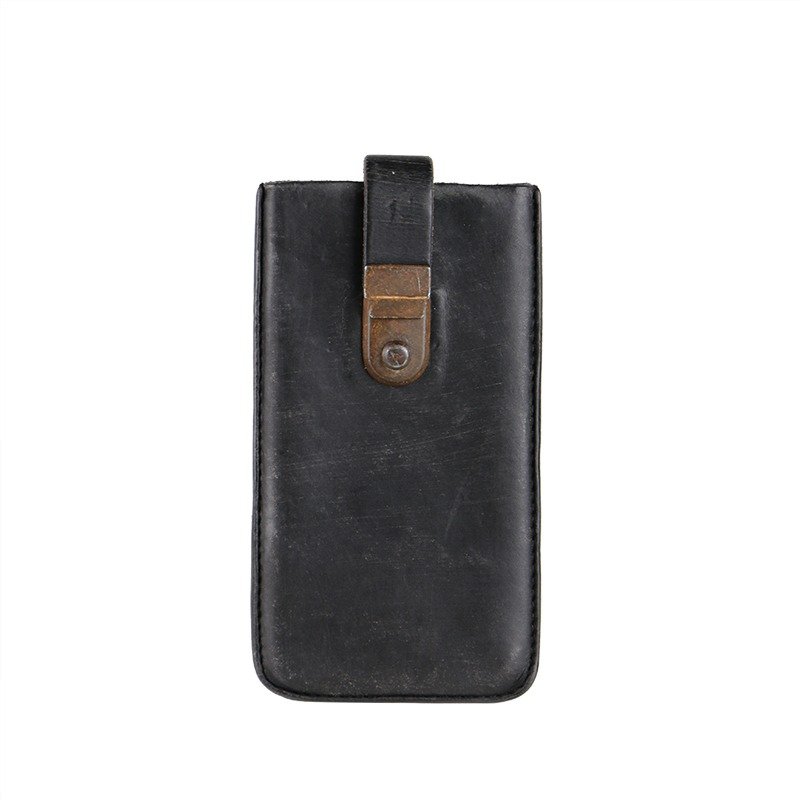 【 Vintage 】特殊仿旧 iPhone 12 mini 牛皮护套 - 手机壳/手机套 - 真皮 黑色