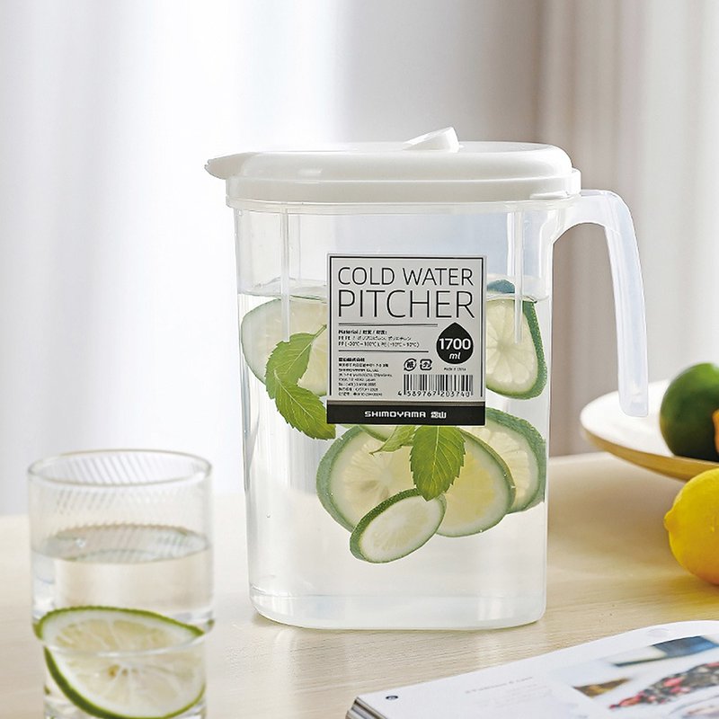 日本霜山 单手按压式PP耐热冷水壶-1.7L - 茶具/茶杯 - 塑料 多色