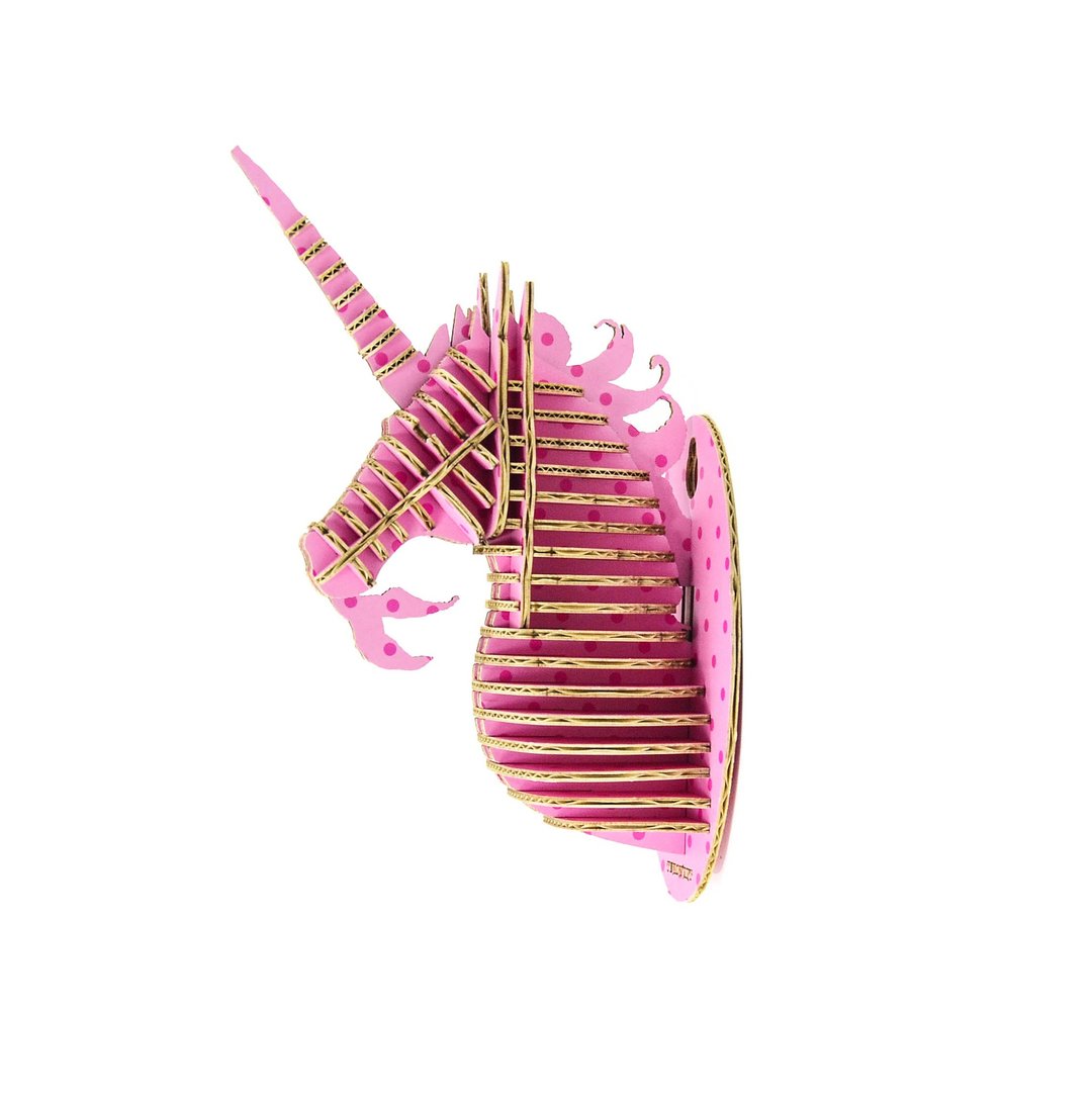 独角兽 DIY手作 3D居家挂饰 粉红波点色 小型 - 墙贴/壁贴 - 纸 粉红色