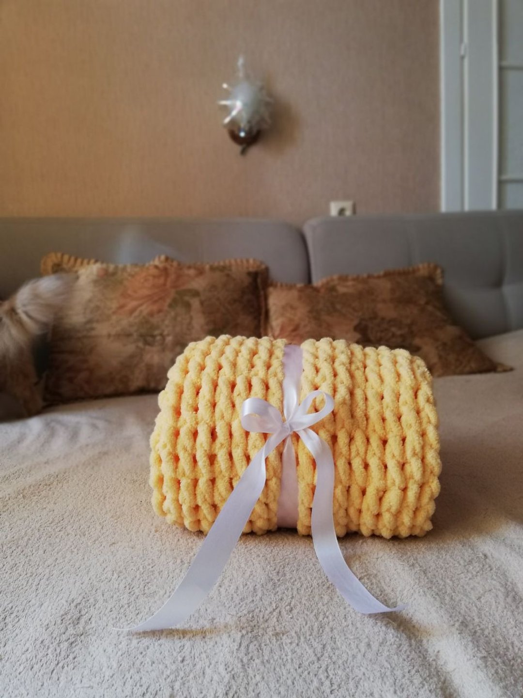 Blanket king floral baby blanket crochet bedspread - 寝具 - 聚酯纤维 金色