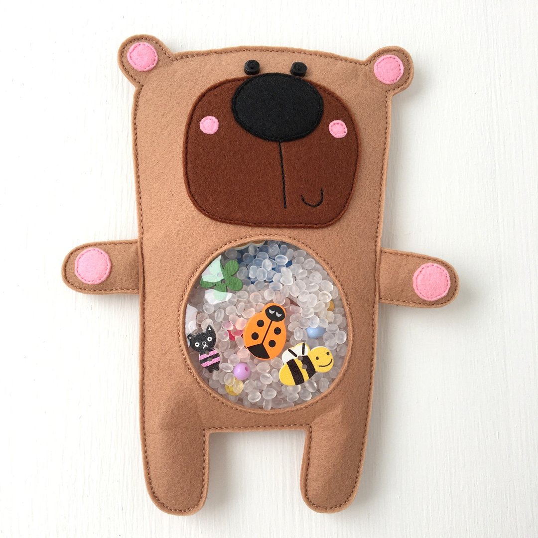 I spy bag, Sensory toy, Baby gift 1 year old, Travel toy for toddlers - 玩具/玩偶 - 环保材料 咖啡色