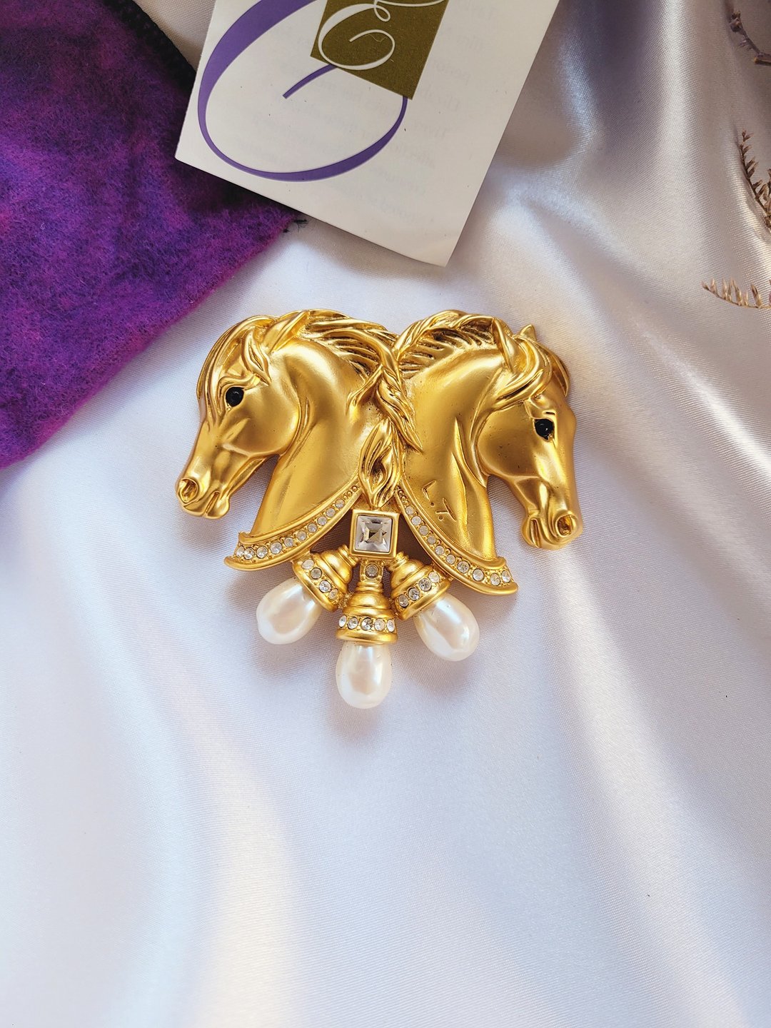 美国西洋古董饰品 / 1994年伊莉莎白泰勒Hearts in Tandem 胸针 for AVON - 胸针 - 其他金属 