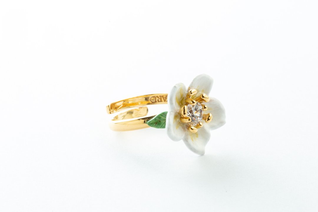 白色大樱花告时可调整式戒指~Red Flower Ring - 戒指 - 铜/黄铜 
