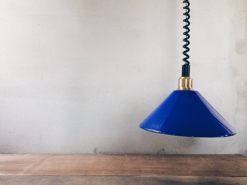 早期外销欧洲 铜头透光玻璃伸缩吊灯 - 灯具/灯饰 - 玻璃 蓝色