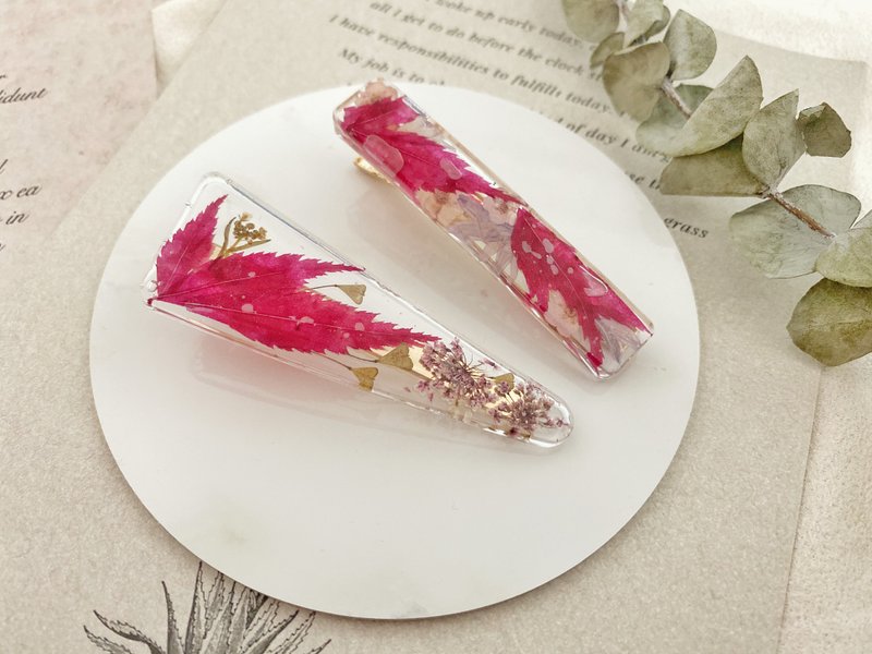 真花押花 枫叶发夹 发饰 秋冬真花发饰 - 发饰 - 植物．花 红色